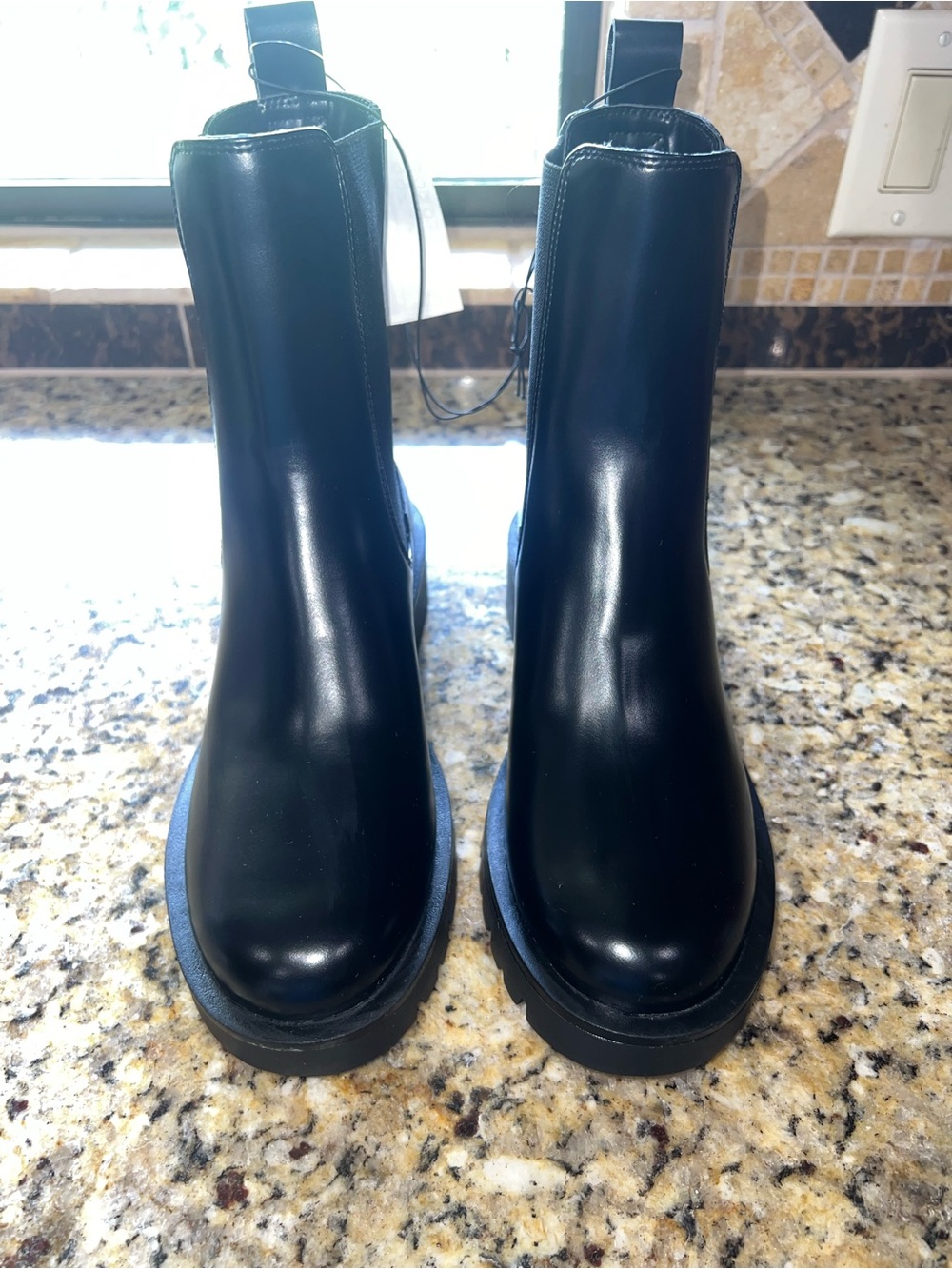 H&M Black Leather Combat Boots
